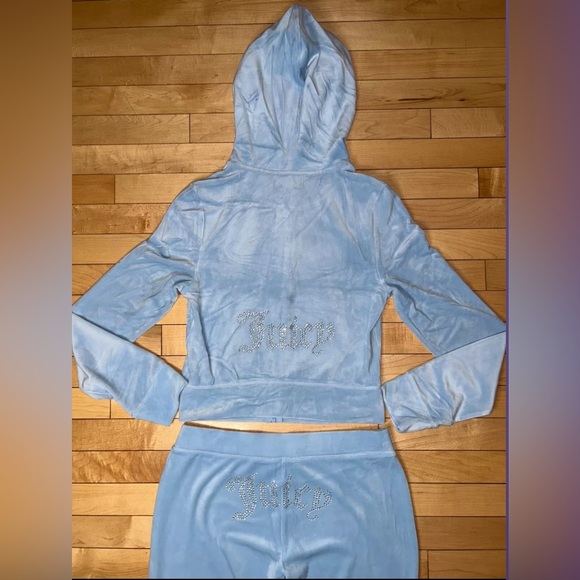 NEW! JUICY COUTURE Velour OG Bling Tracksuit Set Frosted Light Blue - Picture 7 of 8